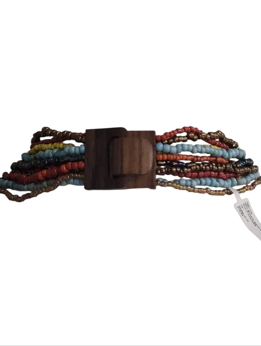 Handmade Bali Glass Beads Necklace Wood Buckle - Picture 2 of 7